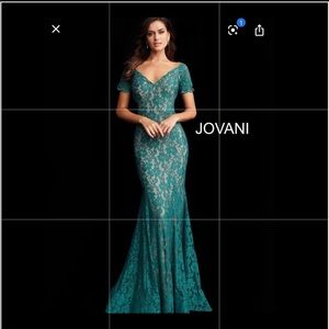 Jovani emerald green long gown